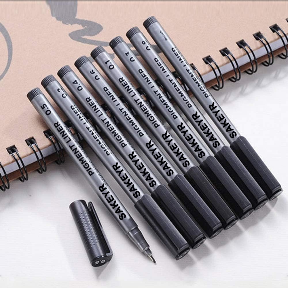 Black Fineliner Ink Pens, Micron Waterproof Sketching Drawing Pens for Documents Anime Comic Artist Illustration Fine Tip Art Micro Pens for Bullet Journaling Kids School Supplies : Office Products