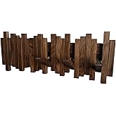 GOGREEBELL Natural Wood Wall Mounted Piano Coat Rack| Coat Rack Wall Mount| Flip Down Wall Hook Rack 5 Hooks| Entryway Wall Storage with Hooks,Made of Black Walnut.Wall Art