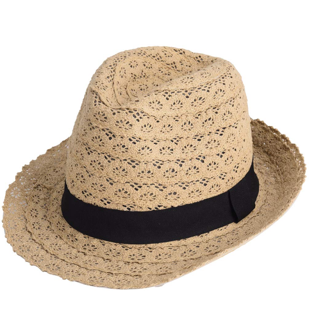 VBIGER Unisex Sonnenhut Faltbarer Strohhut Panamahut Herren Strohhut Fedora Damen Sommerhut für Damen und Herren