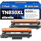 TN830XL Black Toner Cartridge 2-Pack High Yield Replacement for Brother TN830XL TN830 XL Compatible for HL-L2460DW HL-L2405W HL-L2480DW MFC-L2820DW DCP-L2640DW MFC-L2900DW HL-L2400D Laser Printer Ink