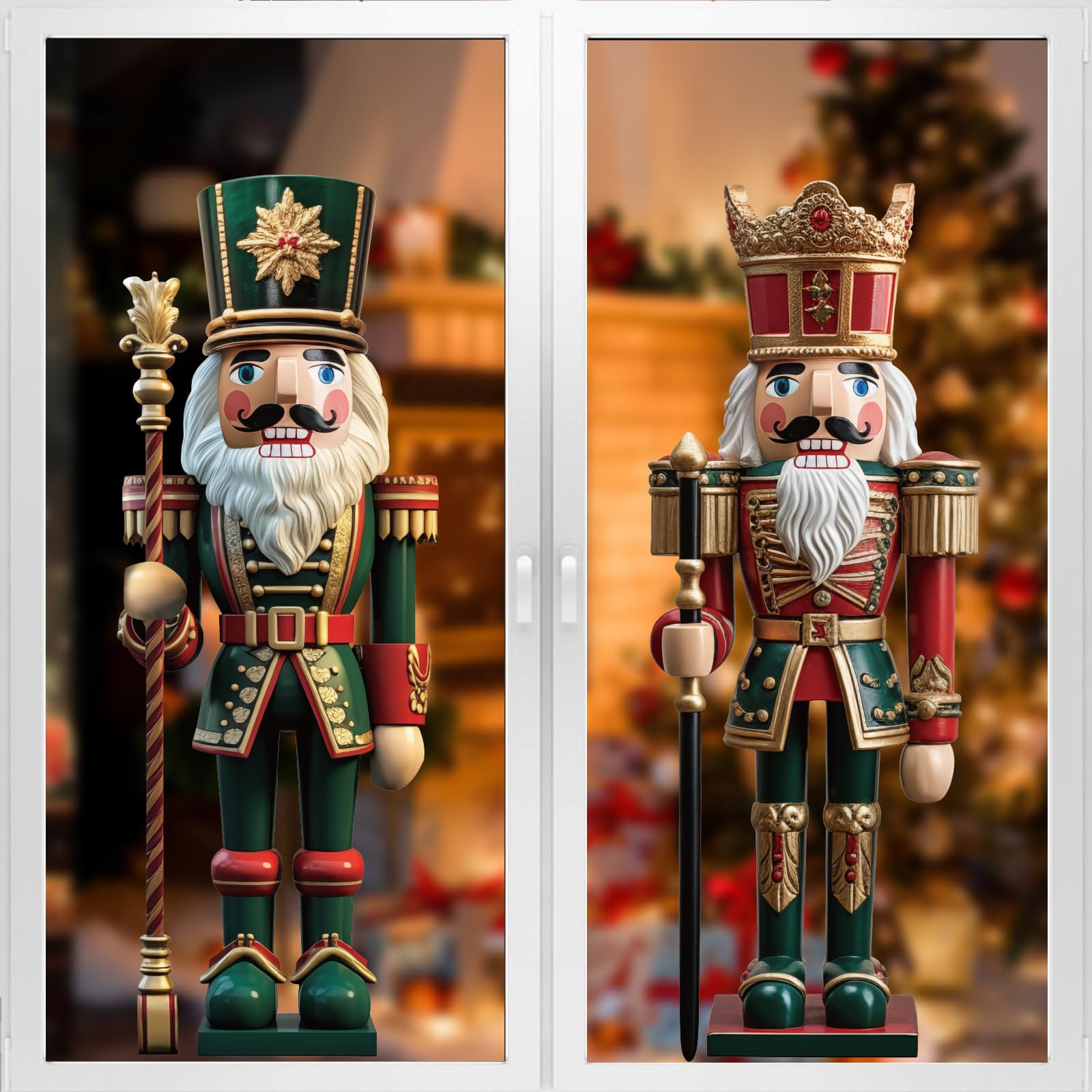 Photo 1 of ++5 PACK++DERAYEE Extra Large Christmas Window Clings Decorations, 2 Sheets Nutcracker Christmas Window Stickers Double Sided Xmas Decals for Winter Holiday Home Office Decor