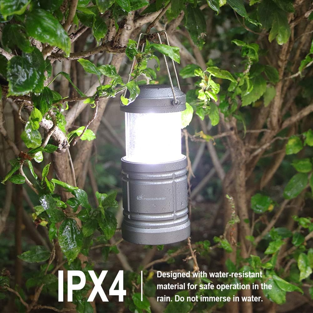 Moobibear 4 Pack LED Camping Lantern Lights Collapsible 500lm COB Technology Waterproof Lantern Battery Powered with Magnetic Base for Night, Fishing, Hiking, Emergencies - - 