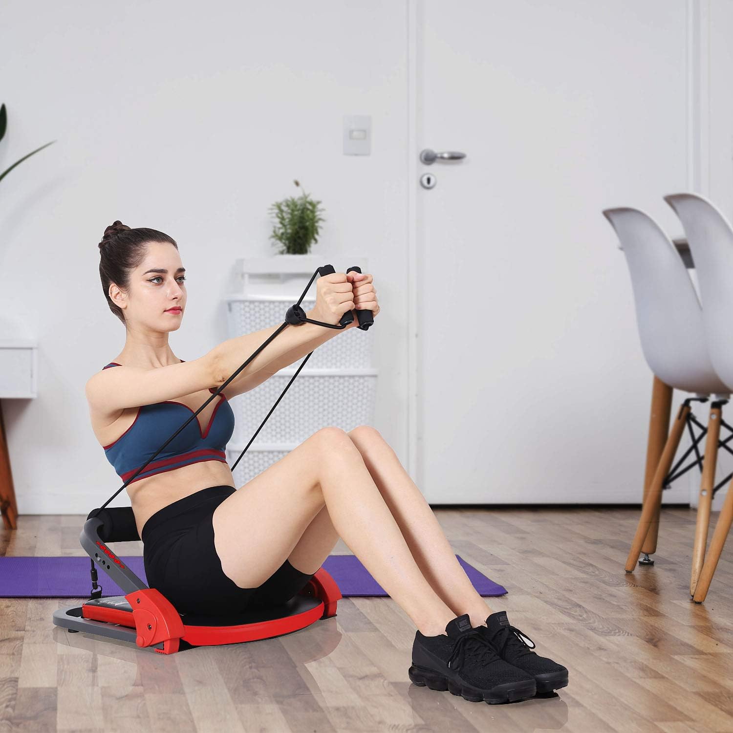 femor Core & Abs Exercise Trainer, Total Body Muscle Building Crunch Training Machine, Home Gym Fitness Equipment for Strength Training with Resistance Bands & Workout Guide : Sports & Outdoors