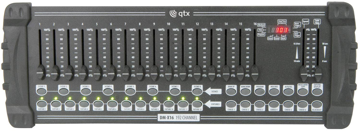 QTX | 192 Channel DMX Controller for Controlling up to 12 Effects lights Simultaneously Stage, DJ, Theatre, Nightclubs