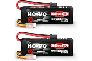 HOOVO 11.1V 80C 5200mAh 3S LiPo Battery with Tracxas Plug for RC Car RC Truck RC Boat Hobby (2 Packs)