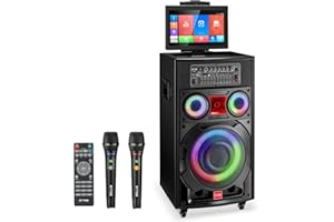 EYTSE Karaoke Machine with Screen Lyrics Display for Adults 14.1" Touch Screen, Portable Karaoke Speaker PA System 800W Peak Power with 2 Wireless Mics, DJ Lights, WiFi, HDMI for Home TV Outdoor Party