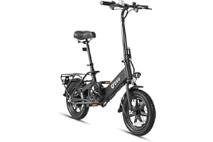 DYU Electric Bike, 350W Motor Folding Electric Bicycles, 36V 7.5Ah Battery, 3 Levels Assist, Dual Disc Brakes, 14" Foldable ebike for Adults and Teens with Pedals