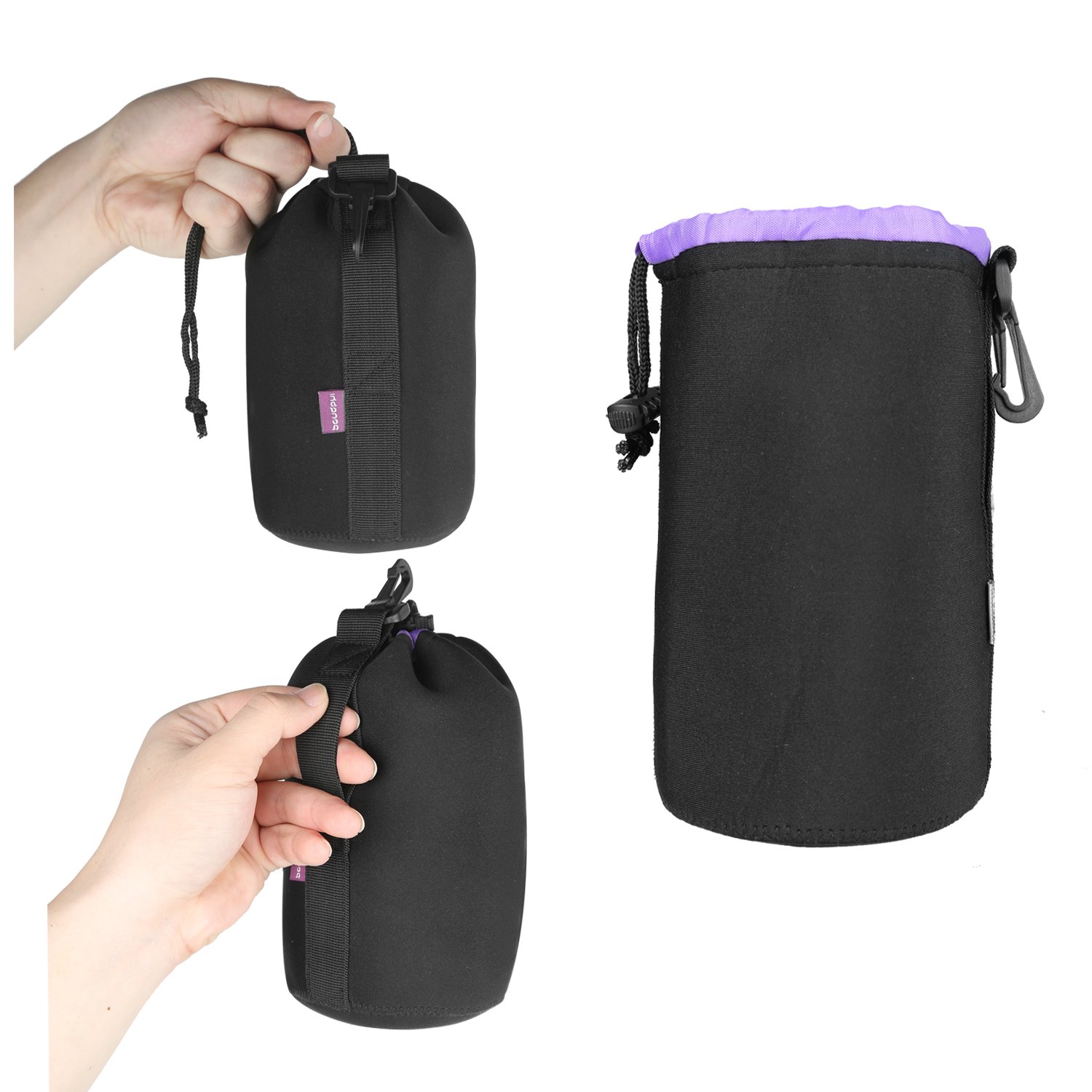 4 Pack Lens Pouch Case, pangshi LC-4 Lens Protected Bag with 5mm Thick Protective Neoprene Soft Plush for Canon Nikon Sony Panasonic Pentax Olympus Fuji DSLR Camera, Size: S,M,L,XL.