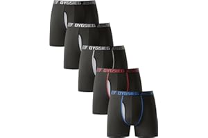 OYGSieg Men's Boxer Briefs,Fly with Built-in Total Support Pouch Moisture-Wicking Odor Control Cool Underwear for Men 5-Pack