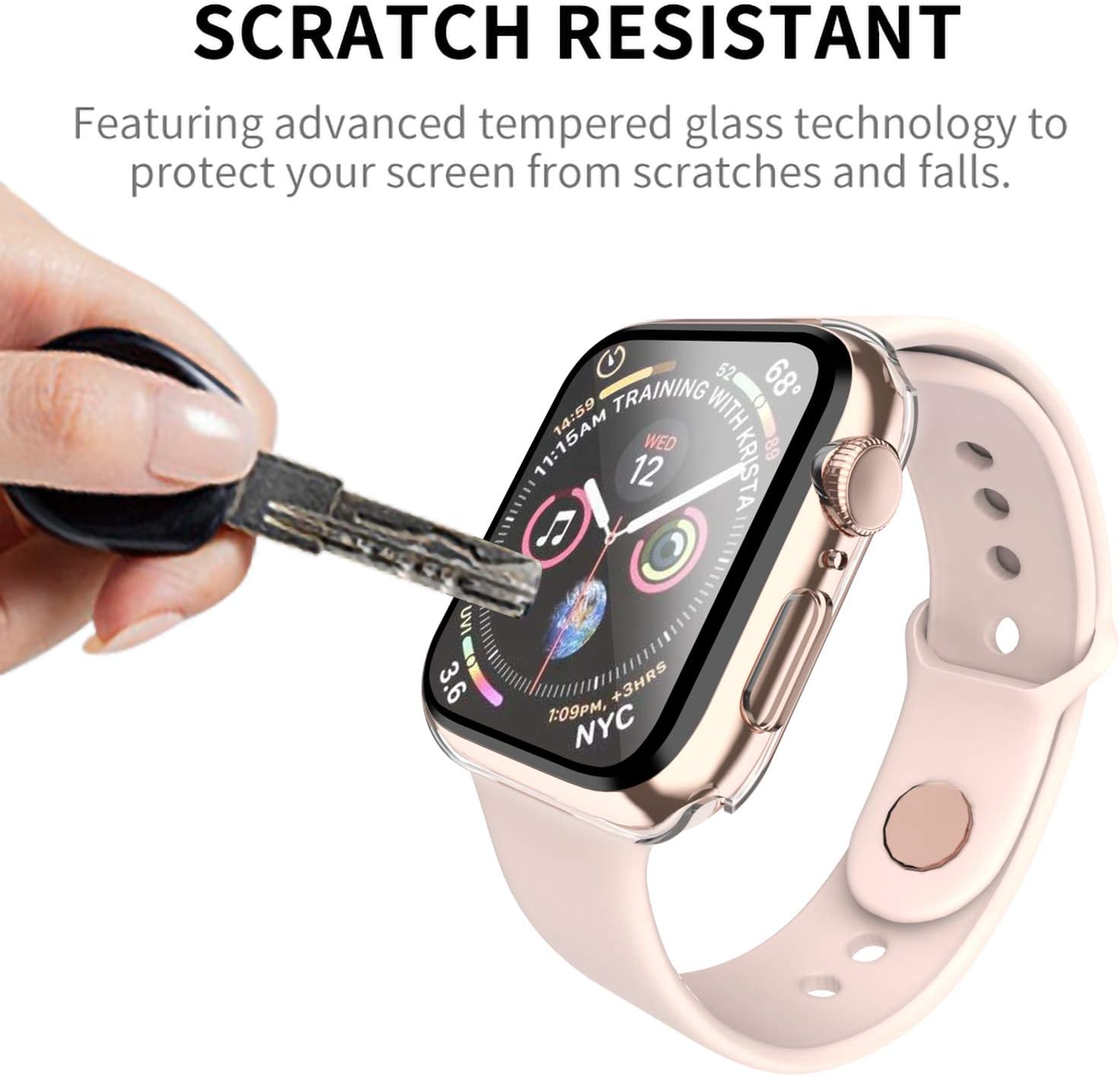 Smiling Case Compatible with Apple Watch Series 6/SE/Series 5/Series 4 40mm with Built in Tempered Glass Screen Protector,Overall Protective Hard PC Case Ultra-Thin Cover- Clear