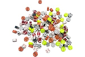 PEVOGON 100 Pcs Sport Ball Polymer Clay Beads Mixed Heishi Spacer Beads Supplies for DIY Bracelet Earring Necklace Jewelry Making