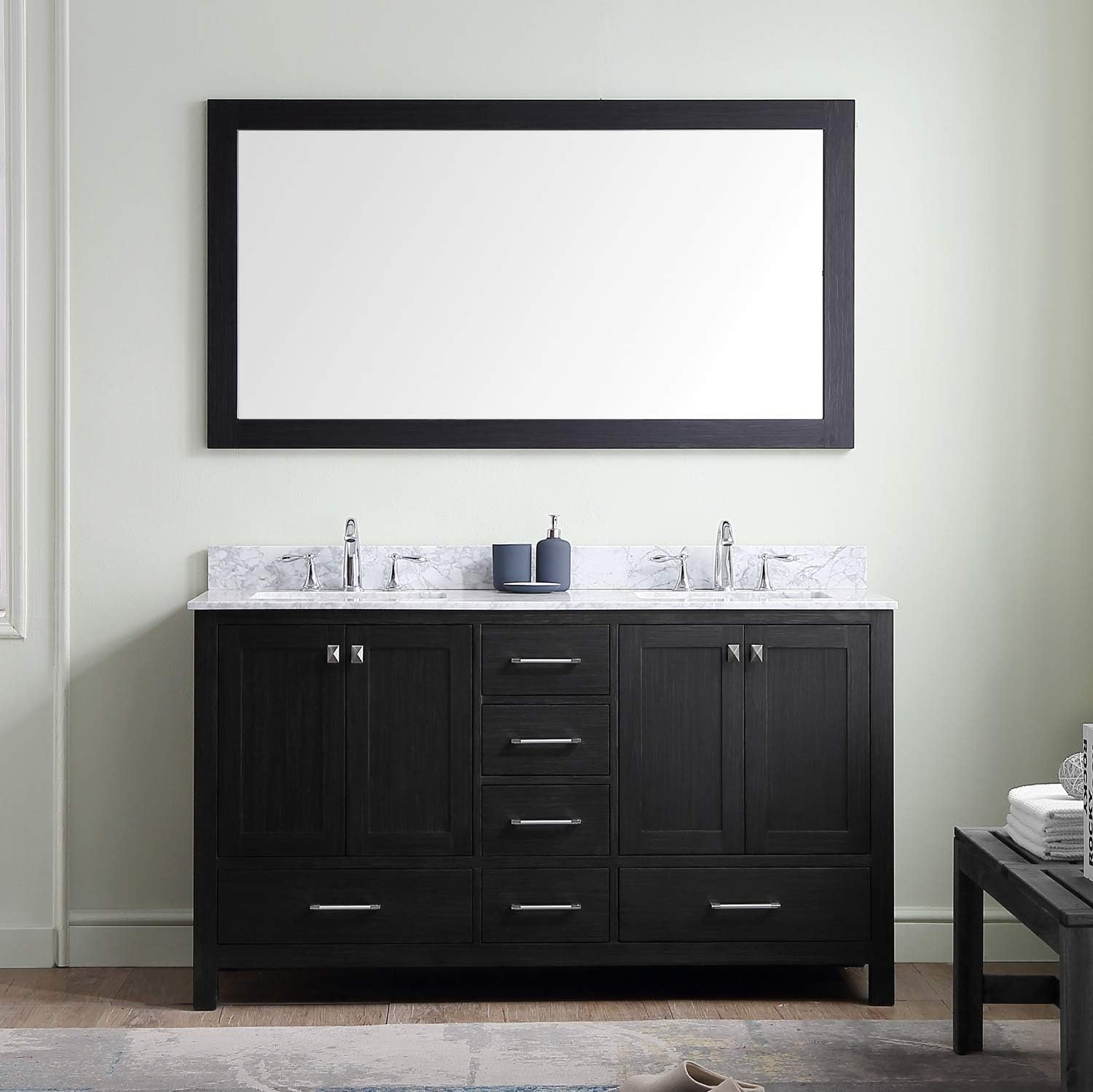 Virtu Usa Premium Kd 60060 Wmsq Zg Caroline Avenue Double Bathroom Vanity Cabinet Set