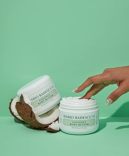MARIO BADESCU COCONUT BODY BUTTER FOR ALL SKIN TYPES | BODY MOISTURIZER FOR SMOOTH AND RADIANT SKIN |FORMULATED WITH SHEA BUTTER| 8 OZ