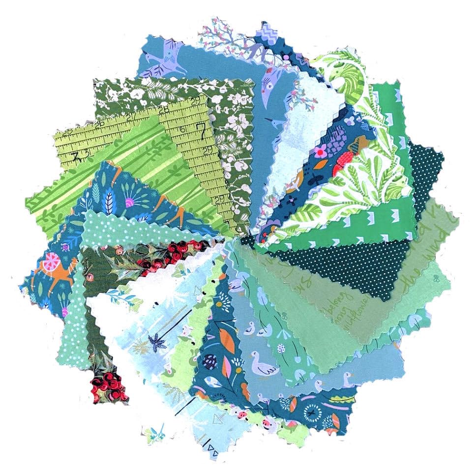 Charming Packs (42 x 5" Squares) Wide Range of Themes, Premium Brands, 100% Cotton (Greens)