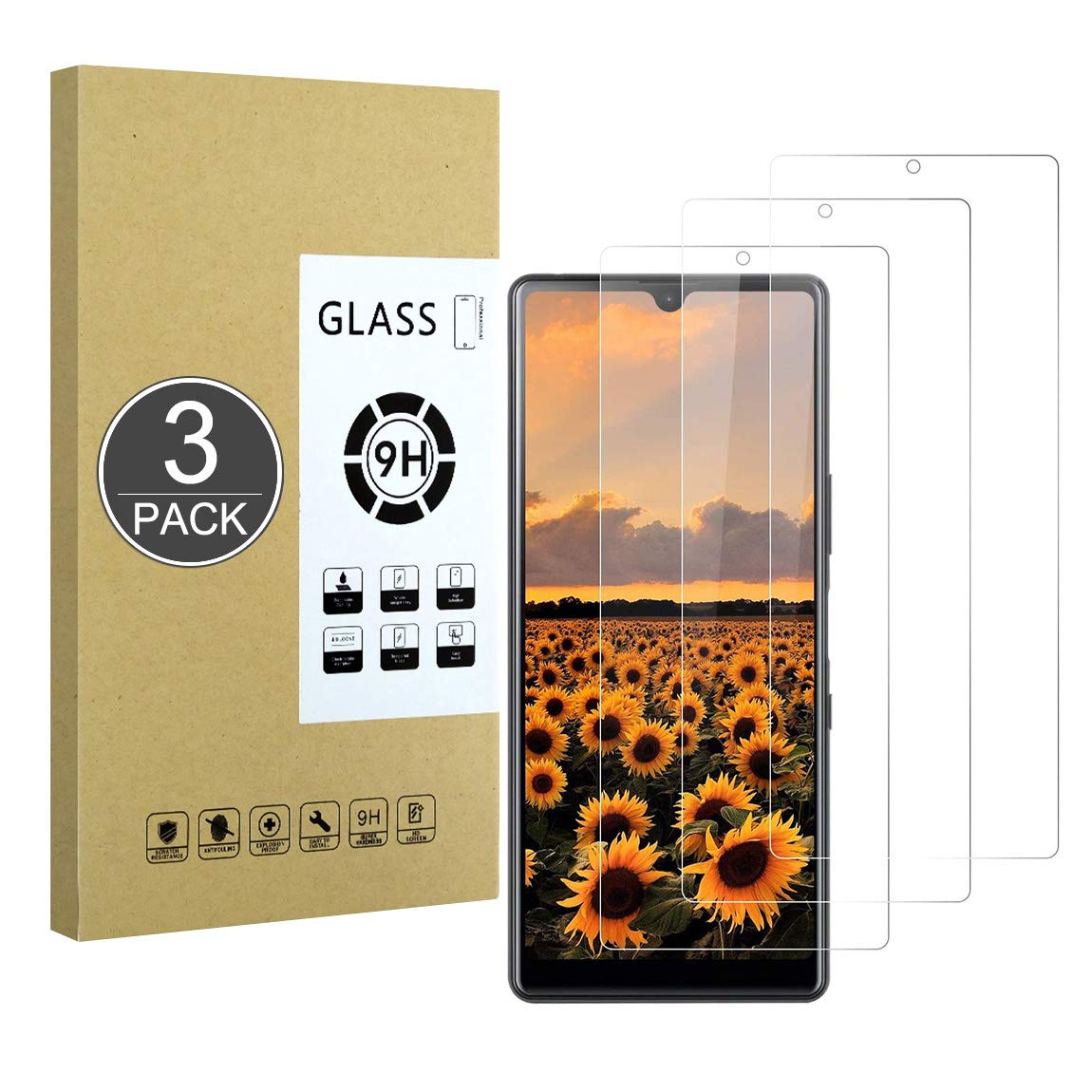 E-Hamii [3 x Unbreakable 9H Tempered Glass Screen Protector for Sony Xperia L4 [HD Clear Crystal] 0.33 mm