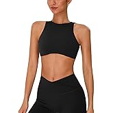 ABOCIW Womens High Neck Sports Bra Padded Cut Out Back Gym Workout Bra Sleeveless Yoga Pilates Crop Tops