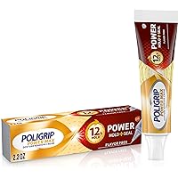 Poligrip Power Max Power Hold Plus Seal Denture Adhesive Cream, Denture Cream for Secure Hold and Food Seal, Flavor Free - 2.