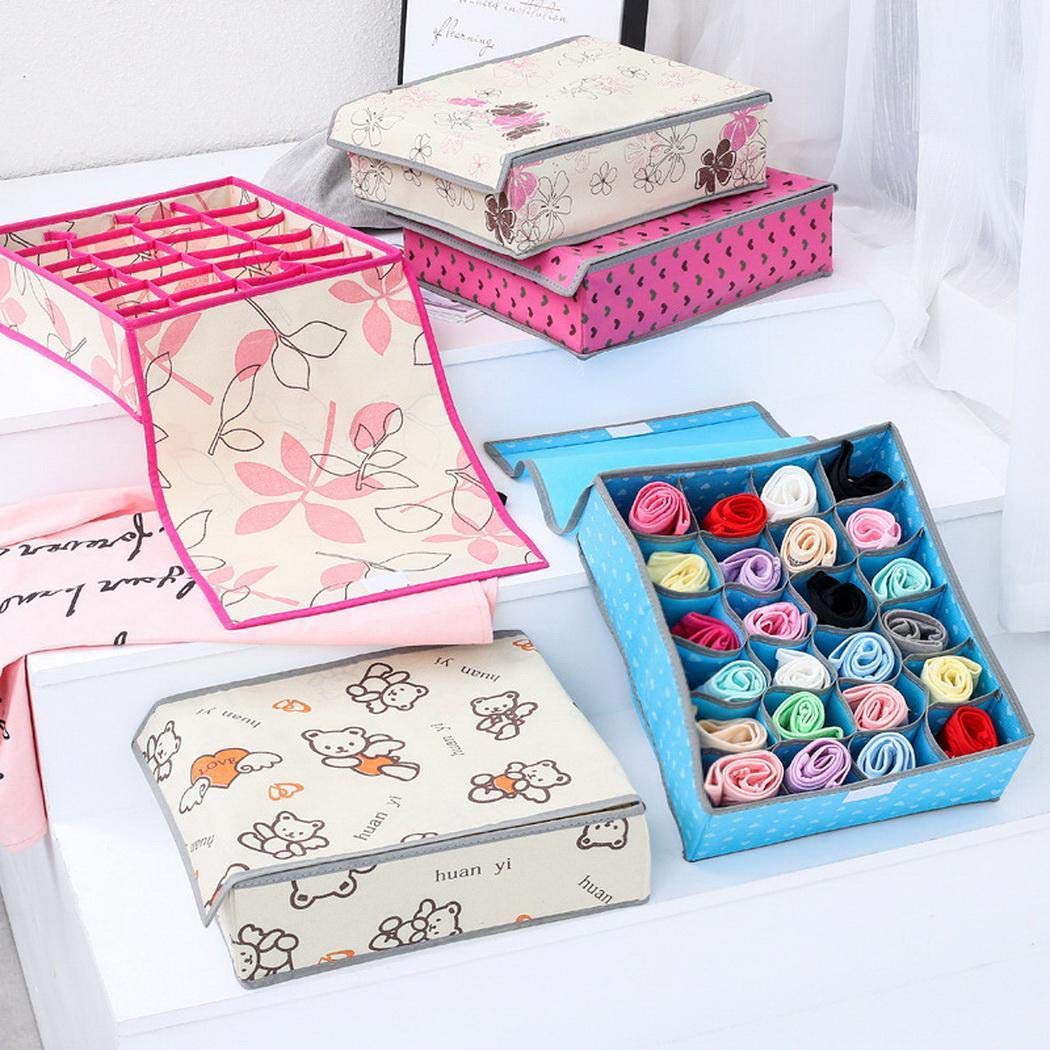 Handkerchiefs Neck Ties Minlop 24 Grids Cell Bra Underwear Drawer