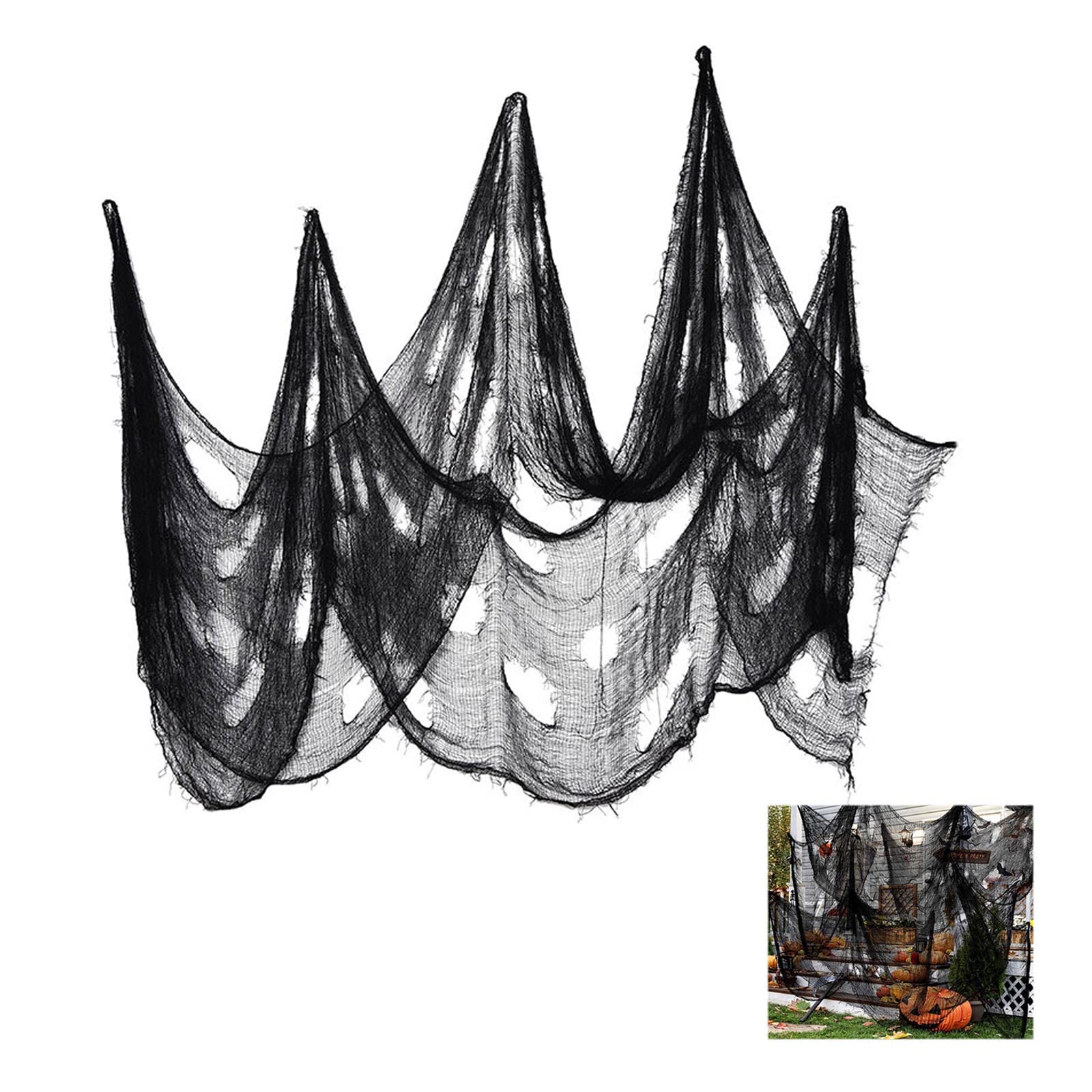 AWAVM 3PCS 200 X 76cm Spooky Cloth Black Creepy Cloth Roving Hole Gauze Haunted House Party Halloween Decoration Props HalloweenDecoration Gauze