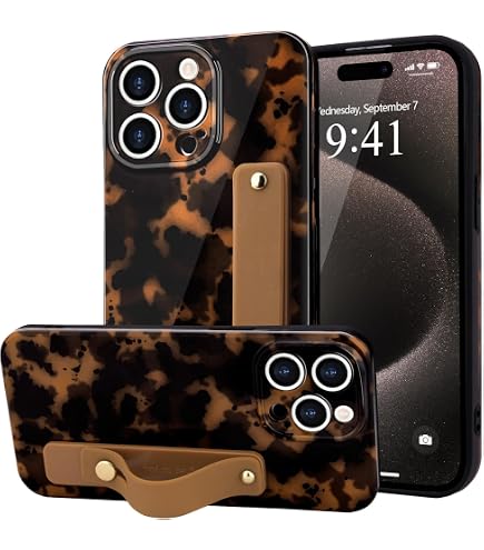 Custodia MOWIME Per IPhone 15 Pro Max Con Cinturino Da Polso E Cavalletto – Stampa Ghepardo, Silicone Antiurto, Protezione Militare