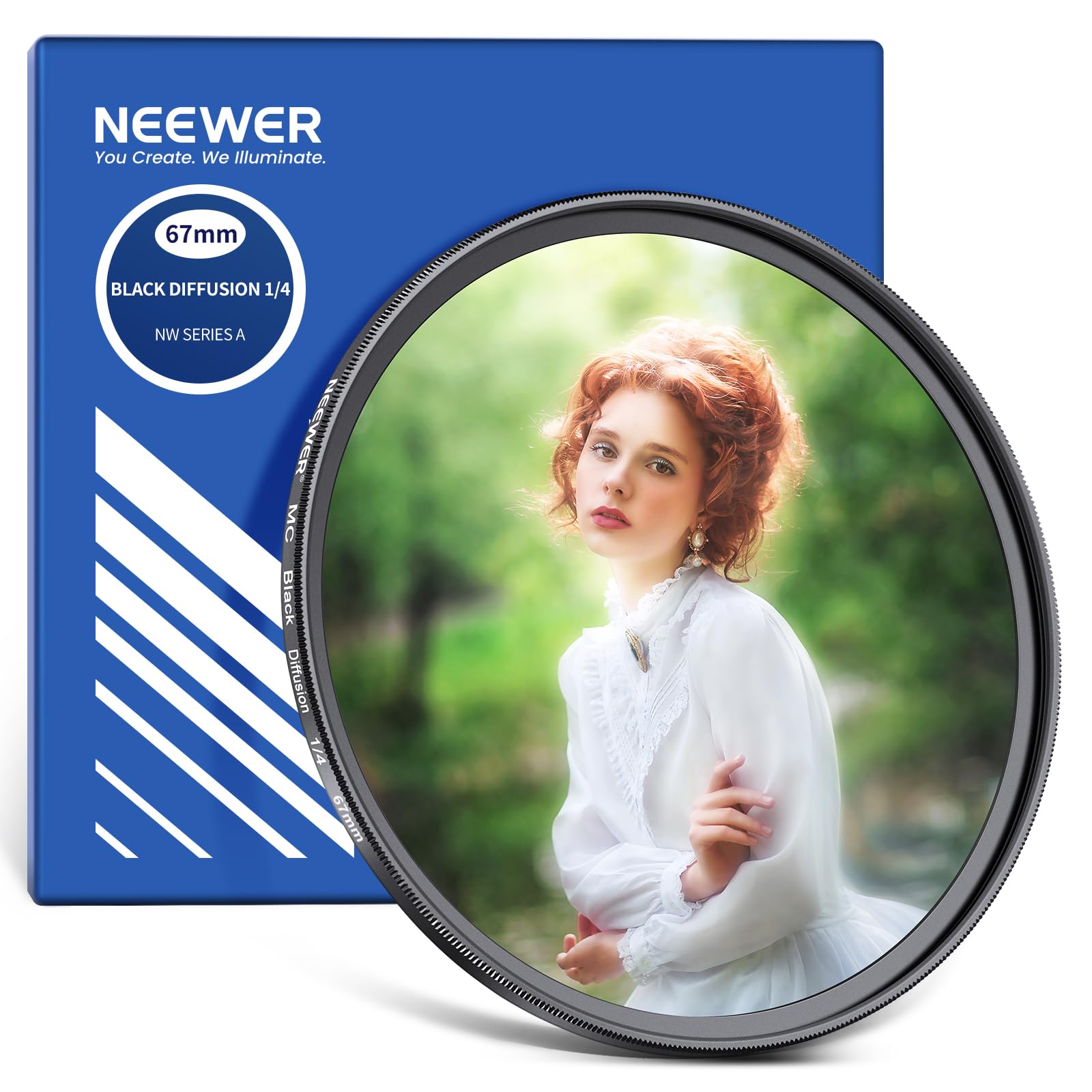 NEEWER 67mm Black Diffusion 1/4 Filter Dreamy Soft Cinematic Effect Filter Ultra Slim Water Repellent Scratch Resistant Optical Glass Multiple Nano Coatings for Video/Vlog/Portrait Photography