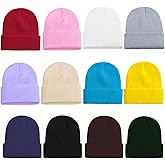 Extpro 12 Pack Beanie Hat Bulk Knitted Candy Color Cuffed Skull Cap for Women Men Teens