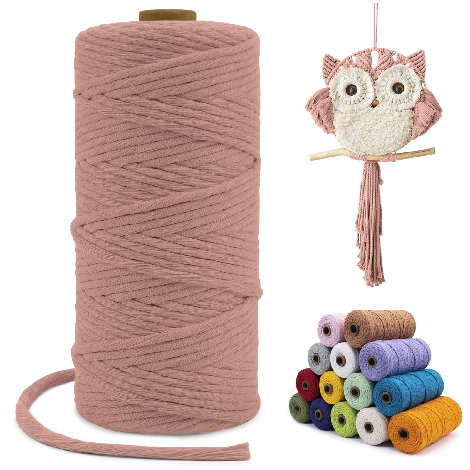 LEREATI Macrame Cord 3mm x 100m, Single Strand Thick Macrame Rope Yarn Natural Cotton Cord, Craft Macrame String for Plant Hanger, Wall Hanging, Knitting, DIY, Home Decorations (Brick Red) — image 1