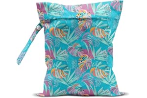 zcyxuuw Wet Dry Bag, Wet Bag for Swimsuit, Travel, Beach, Pool, Diapers, Dirty Gym Clothes, Makeup Bag, Camping Accessories, Waterproof Reusable Jungle Tropical Leaves Cheetah Print