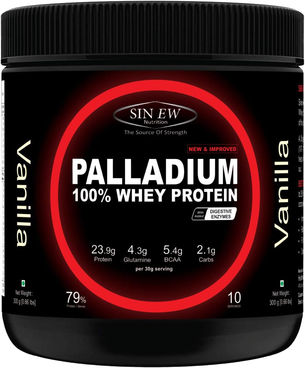 Sinew Nutrition Palladium Whey Protein with Digestive Enzymes, 300 gm (Vanilla)