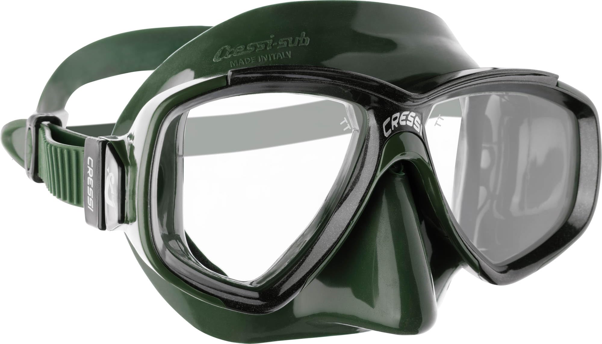 Cressi Perla Separate Glass Mask & Snorkel Set - Dry-Top Snorkel - Low-Volume Fit for Scuba - Quick Buckles for Diving Mask - Green - One Size
