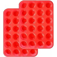 Silicone Mini Muffin Pan Set, 24 Cups Cupcake Pan 2-Pieces, Nonstick Silicone Baking Pan,Mini Muffin Tin BPA Free and Dishwas