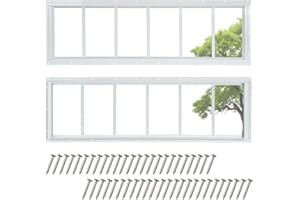 COLORPAPA 2 Pack Shed Windows, 10"x35" Transom Window Fixed Design with Tempered Glass for Shed, Chicken Coop, Playhouse, Household, Garage, Barns (White)