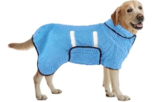 Bienbee Dog Bathrobe, Quick Drying Super Absorbent Dog Robes for After Bath, Warm Keeping Dogs Towel, Dogs Bath Supplies, Light Blue L
