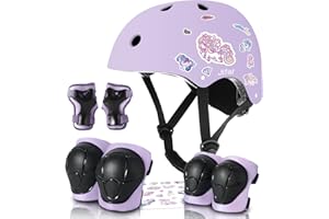 JIFAR Sticker Adjustable Color Gradient Bike Kids Toddler Helmet and pads for Kids 3-5-8-14+Boys Girls Child Skateboard Helmet with Knee Pad Elbow Pads Guards,Riding Scooter Roller Inline skatings Longboard