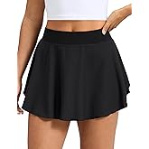 CRZ YOGA Lightweight Drapey Side Slit Tennis Skirts for Women - High Waisted Mini Flowy Lined Golf Skort with Pockets