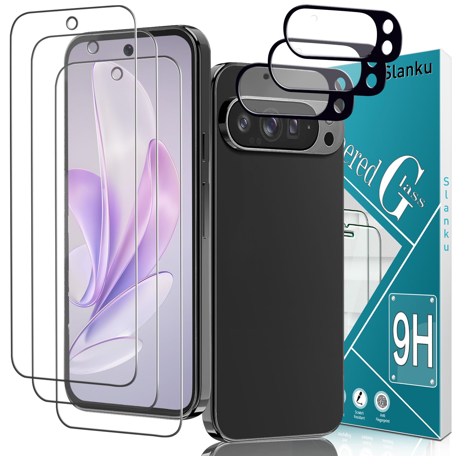 Slanku [ 3+3 Pack Screen Protector for Google Pixel 9 Pro XL and Camera Lens Protector Tempered Glass, 9H Hardness, Case Friendly, NO Bubbles, Anti Scratch, Easy to Install