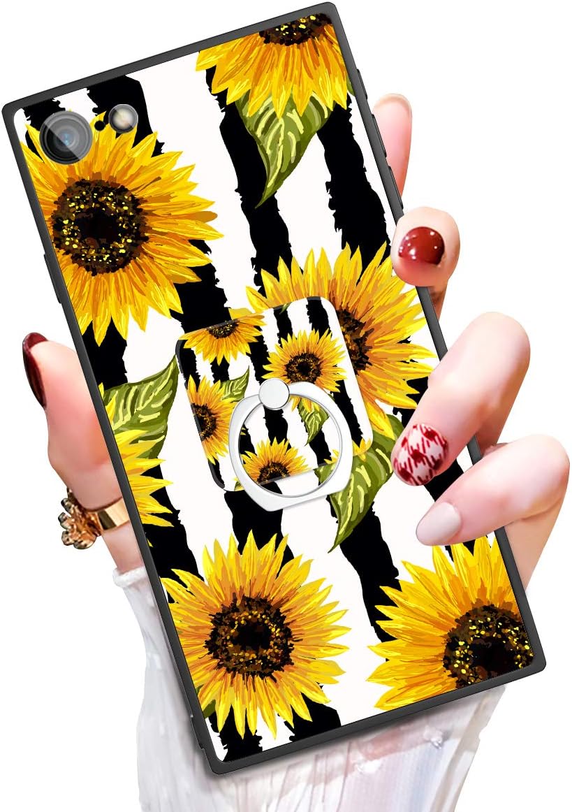 Someseed iPhone 7 Case iPhone 8 Case with Kickstand Sunflower Design for Ring Holder Case Bumper Matte TPU + PC Rubber…
