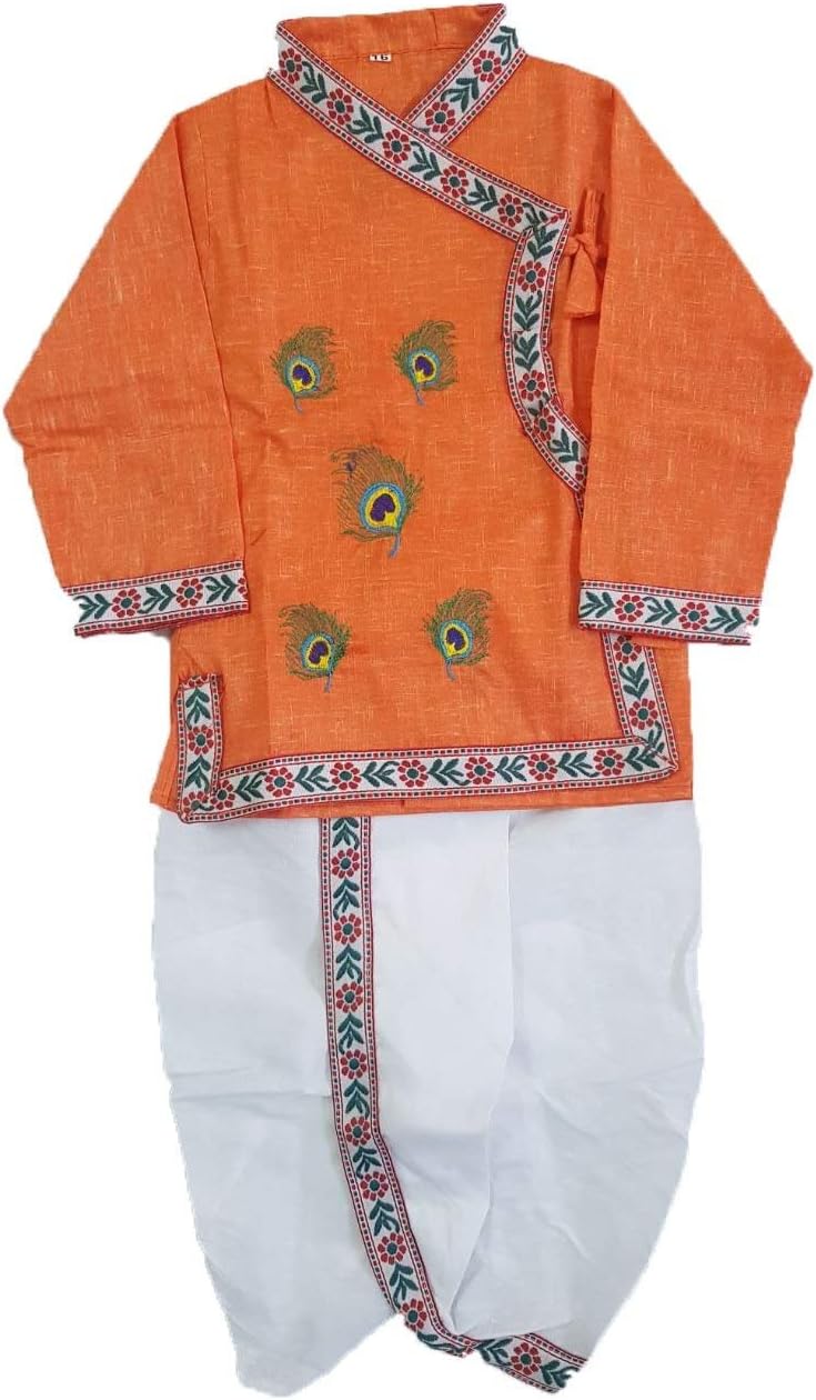 Winmaarc Handloom Bagal Bandi Boys and Girls Dhoti Kurta Kids Ethnic Wear Little Krishna Dress