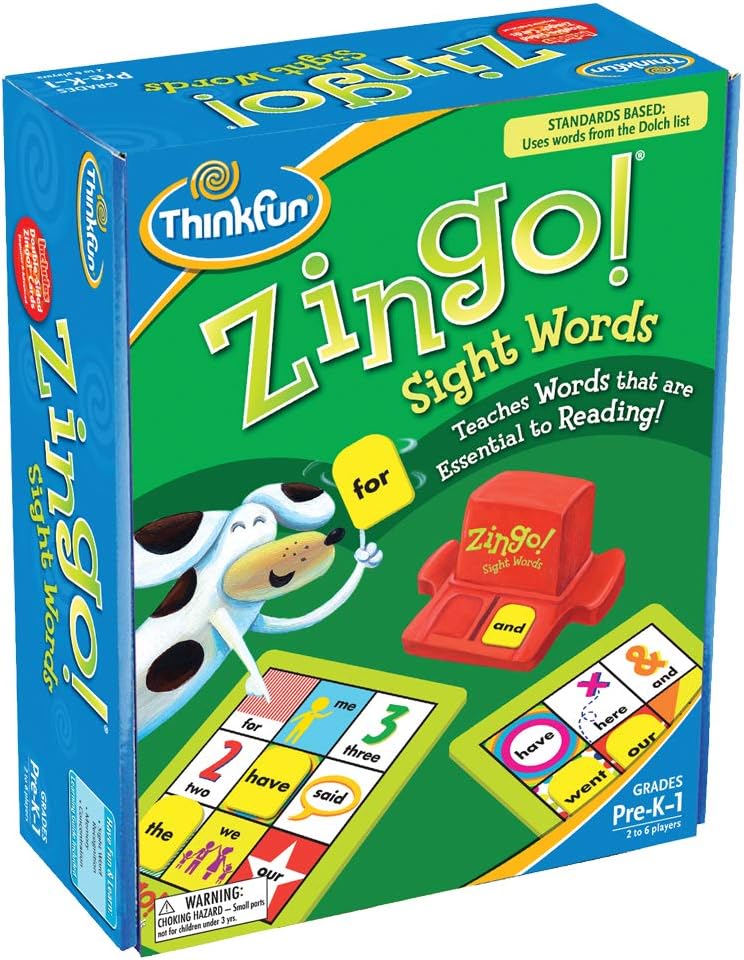ThinkFun Zingo Sight Words Award Winning Early Reading Game for Pre-K to 2nd Grade - Toy of the Year Finalist, A Fun and Educational Game Developed by Educators for Boys and Girls: Game: Toys & Games