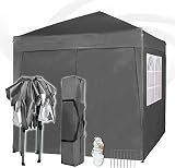 mcc direct 2m x 2m Pop-up Gazebo Waterproof Canopy Grey with Sides view 4