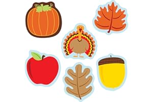CARSON DELLOSA EDUCATION Carson Dellosa 36pc Autumn, Thanksgiving, Halloween Bulletin Board Cutouts, Autumn Leaves, Apple, Acorn, Turkey, Pumpkin Fall Bulletin Board Decorations, Fall Decor, Wall Decor, Classroom Decor