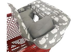 Soft Pillow Attached 2-in-1 Shopping Cart and High Chair Cover for Baby~Padded~Fold'n Roll Style~Portable with Handy Bag (Whi