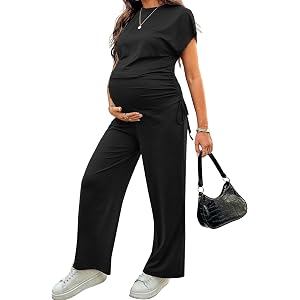 BLENCOT Maternity Clothes Summer Short Sleeve Sets Casual 2 Piece Outfits | Soft sleepwear for pregnant ladies, comfy loungew