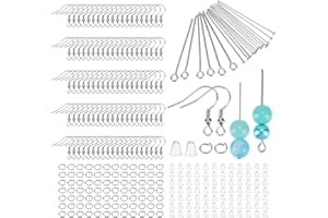 CRAFTYMELODY 880Pcs Earring Making Kit 304 Stainless Steel Eye Pin Flat Head Pins Open Jump Rings Earring Hooks Ear Nuts DIY 