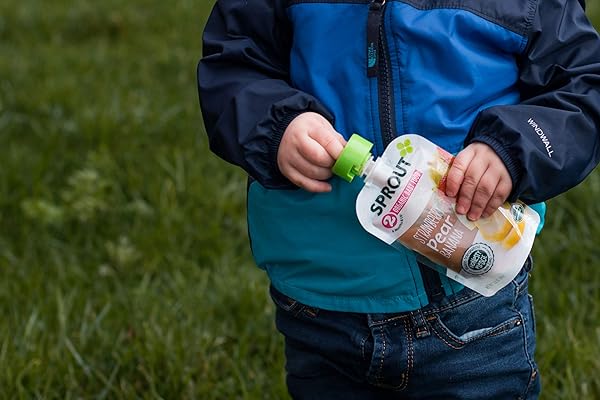 SPROUT ORGANIC STAGE 2 BABY FOOD POUCHES, STRAWBERRY PEAR BANANA, 3.5 OUNCE