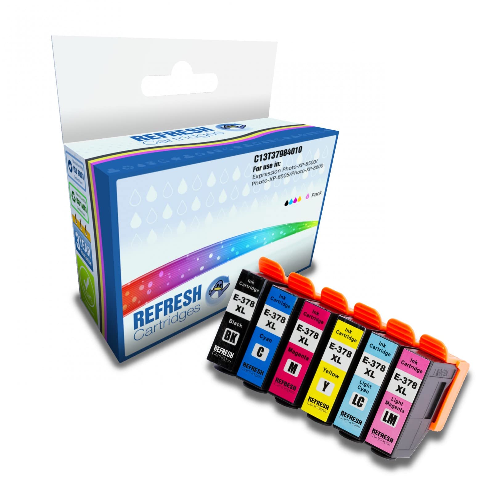 Refresh Cartridges Remanufactured Ink Cartridge Replacement for Epson 378XL C13T37984010 (Multi-Colour)
