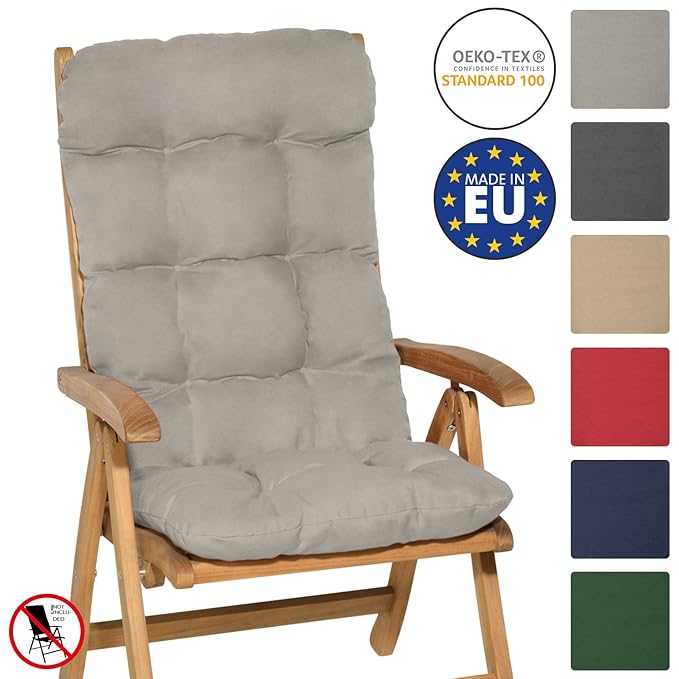 Beautissu High Back Chair Cushion Flair HL 120 x 50 x 8 cm Recliner