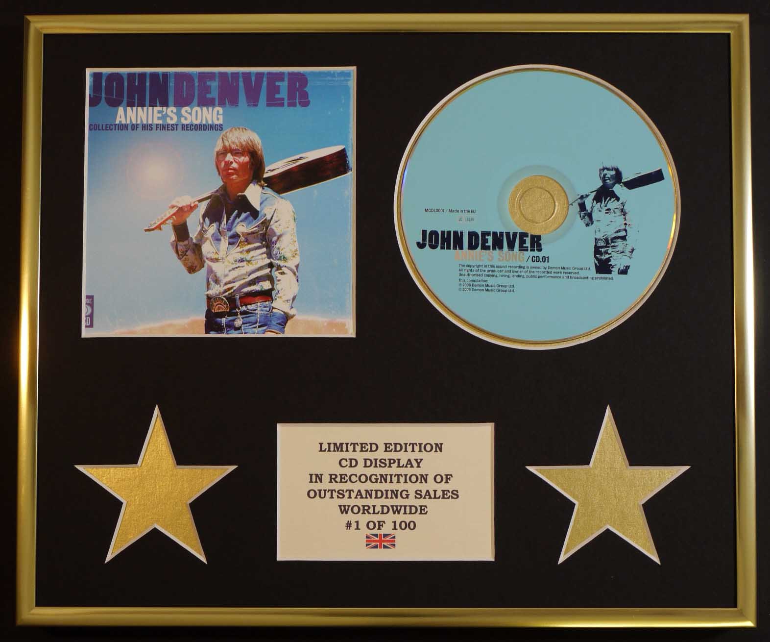 JOHN DENVER/CD DISPLAY/LIMITED EDITION/COA/ANNIE'S SONG