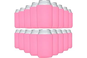 TahoeBay Blank Beer Can Cooler Sleeves (25-Pack) Bulk Sublimation Blanks for Vinyl Plain Soft Foam Can Sleeves Coolers for Soda Cans & Bottles Black, White, Assorted Solid Color (Neon Pink)