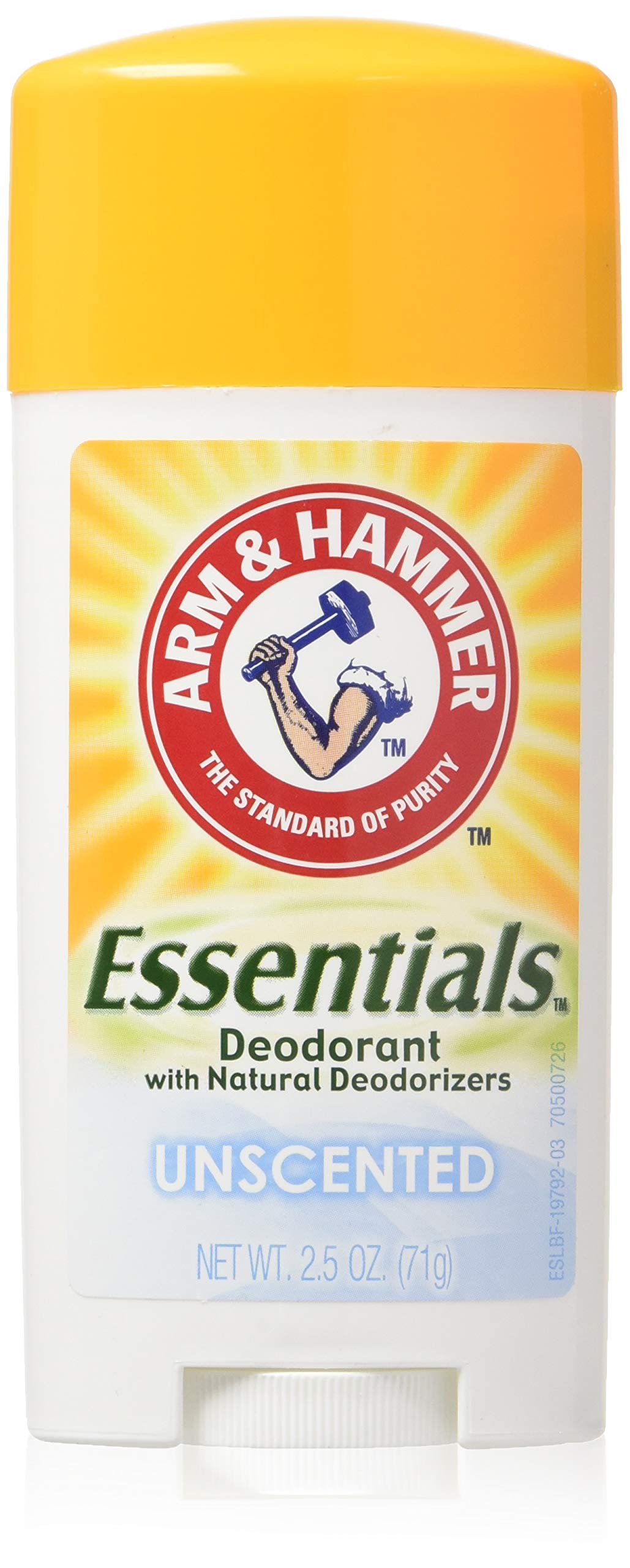 Arm & Hammer Essentials Natural Deodorant, Unscented 2.5oz (Pack of 3